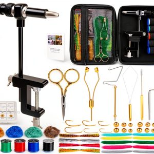 QualyQualy Fly Tying Kit 88PCS with Rotary Vise and Travel Case-0