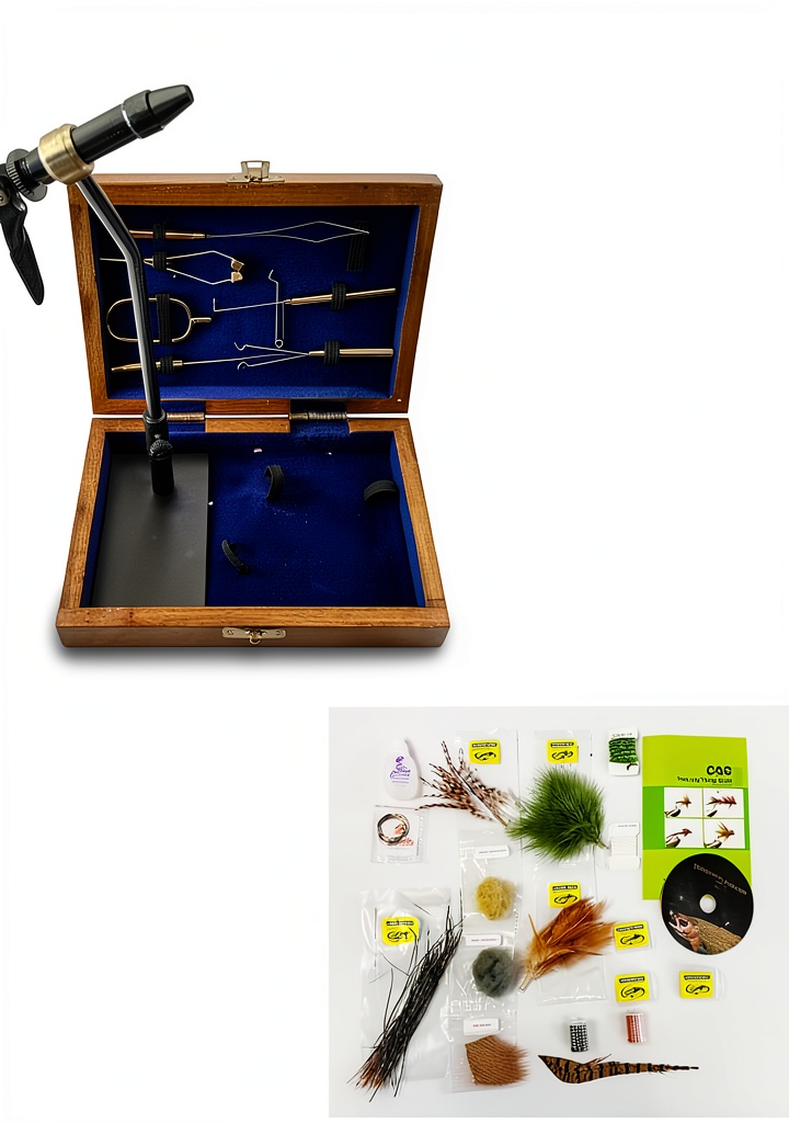 Installing Generic Fly Tying Standard Tool Kit – 6-Piece High Carbon Steel Set on a wooden desk