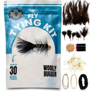 Reel Crafts Fly Tying Kit Wooly Bugger Small Black 30‑Piece Set-0