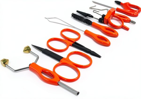 Tinfish Tackle Co Deluxe Fly Tying Tool Kit Orange Metal-0