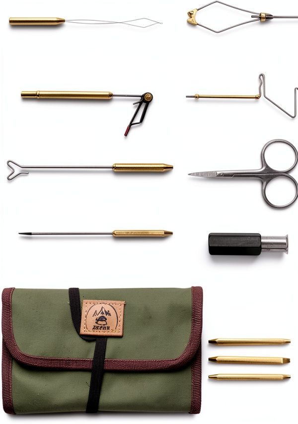 Anglerhaus Fly Tying Tool Kit with Green Pouch – 9 Tools Compact-3