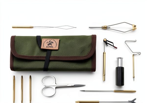 Anglerhaus Fly Tying Tool Kit with Green Pouch – 9 Tools Compact-1