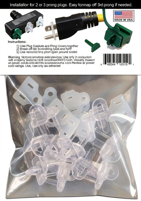 Weatherproof Gasket with Plug Covers by APlugPro Clear 10-Pack-1
