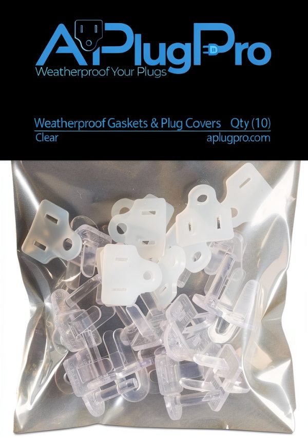 Weatherproof Gasket with Plug Covers by APlugPro Clear 10-Pack-0