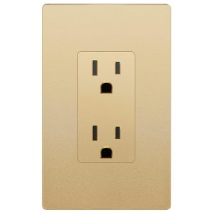 LIDER Matte Finish Decorator Receptacle with Interchangeable Face Cover, Child Safe Tamper-Resistant Wall Outlet with Screwless Wall Plate, Residential Grade, 15A 125V, UL Listed, LR15-TR-GDSWP, Gold-0
