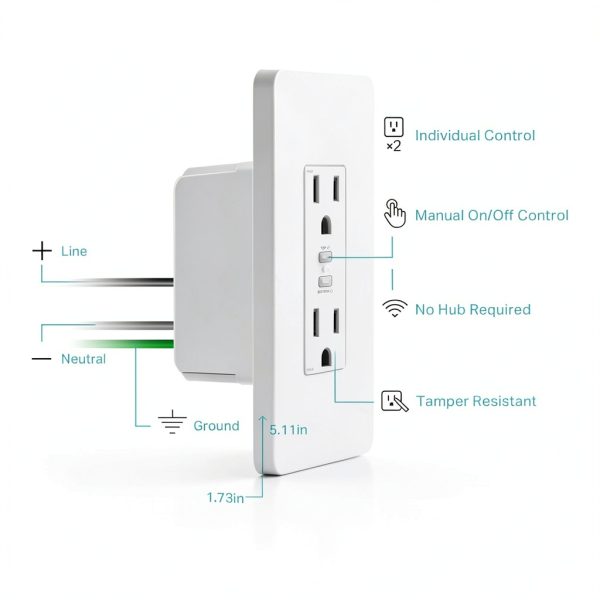 Kasa Smart Plug KP200 In-Wall Wi‑Fi Outlet White 1 Pack ETL Certified-7