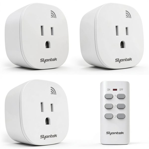 Remote Control Outlet Switch Kit Syantek 3 Outlets + Remote White-0