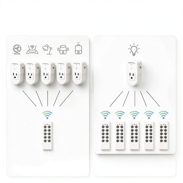 BN LINK Remote Control Outlet Switch 5 Socket 100ft Range White-2