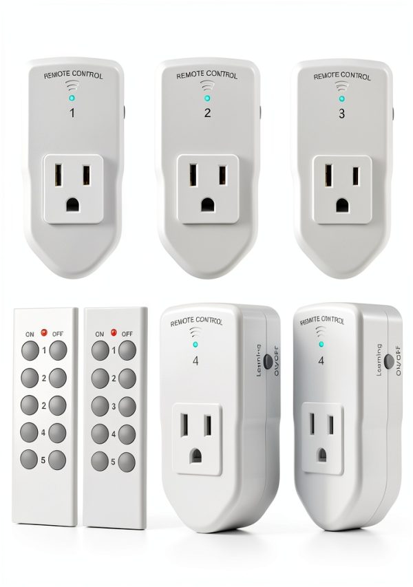 BN LINK Remote Control Outlet Switch 5 Socket 100ft Range White-0